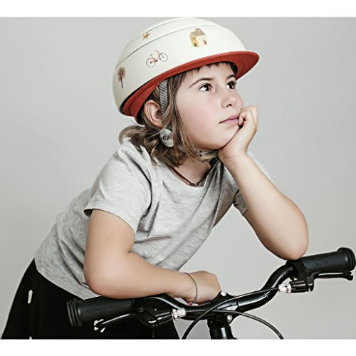 707926var - Casco Bicicleta Ciclismo Plegable niño Infantil Color Naranja/Blanco Talla 54-56