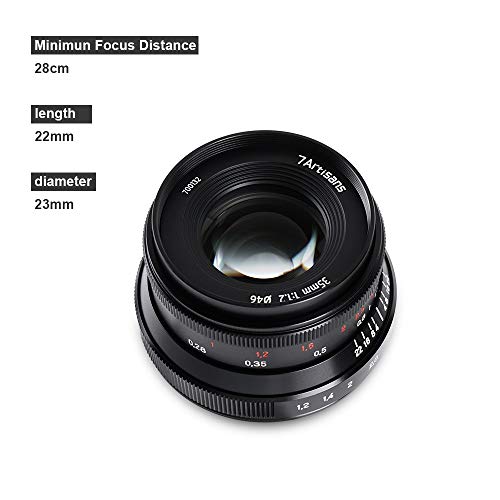 7artisans 35mm F1.2 II V2.0 Manual Focus Objetivo para Fujifilm X Mount cámaras X-A1 X-A10 X-A2 X-A3 A-AT X-M1 XM2 X-T1 X-T3 X-T10 X-T2 X-T20 X-T30 X-Pro1 X-Pro2 X-E1 X-E2 E-E2s X-E3