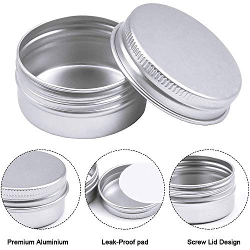 8 Piezas Latas de Aluminio Vacias, Tarros Cosmetica Vacios, Latas de Aluminio Redondas, Tapa con Tornillo, Ideal para Almacenar Especias, Dulces, te o Regalos(Plata)