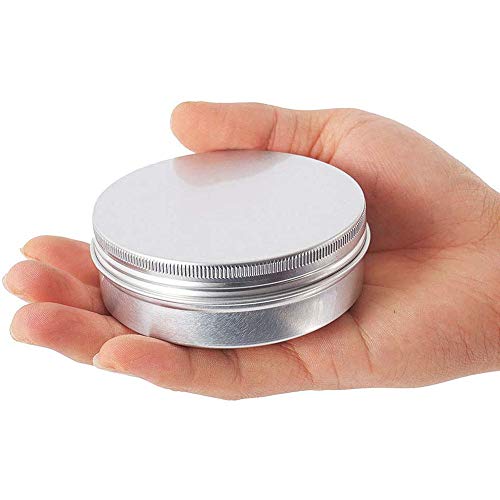 8 Piezas Latas de Aluminio Vacias, Tarros Cosmetica Vacios, Latas de Aluminio Redondas, Tapa con Tornillo, Ideal para Almacenar Especias, Dulces, te o Regalos(Plata)