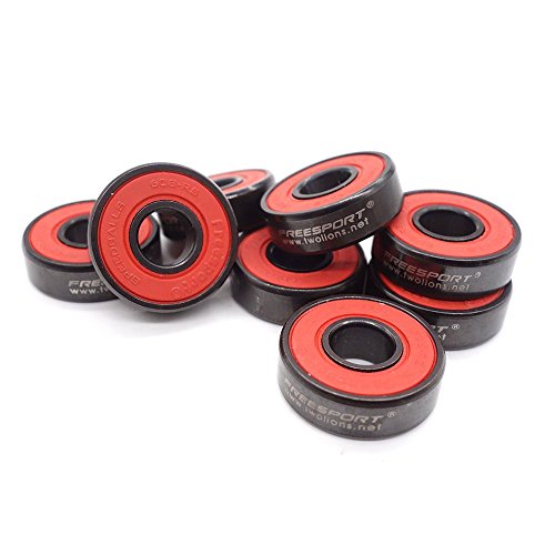 8 Piezas Rodamientos de Skate - Rodamientos de Bolas de Cerámica para Longboard / Roller Skate / Skateboard, 608 RS ABEC 9 Ceramic Skate Bearings, 8mm x 22mm x 7mm (Negra)