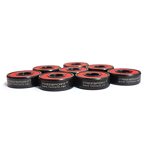 8 Piezas Rodamientos de Skate - Rodamientos de Bolas de Cerámica para Longboard / Roller Skate / Skateboard, 608 RS ABEC 9 Ceramic Skate Bearings, 8mm x 22mm x 7mm (Negra)