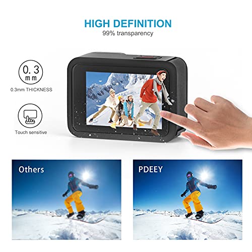 [8pcs] Protector de Pantalla de Cristal Templado para GoPro Hero 9/10 Black Accesorios, Película Protectora de Pantalla +Película Protectora de Lente+ Protección de Pequeña Pantalla+ Tapa de la Lente