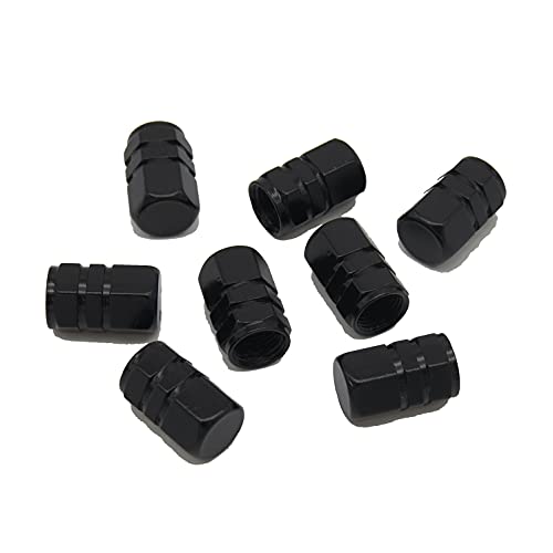 8X Tapones Deportivos y Ligeros para Las Rueda del Coche, Moto, Bicicleta o patín, en Aluminio Modelado con un Anillo de Sellado. (Negro)