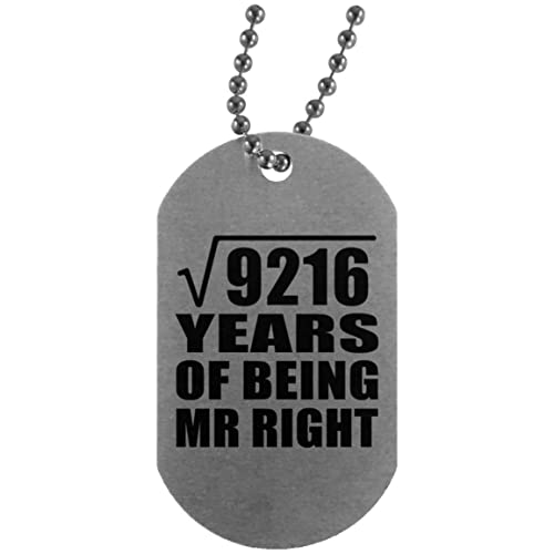 96th Anniversary Square Root of 9216 Years of Being Mr Right - Dog Tag Silver Collar Colgante Militar Plateada - Regalo para Cumpleaños, Aniversario, Día de Navidad o Día de Acción de Gracias