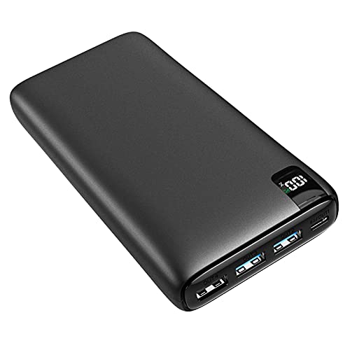 A ADDTOP Batería Externa 26800mAh, Power Bank USB C con PD 18W Cargador Portátil Carga Rápida con Pantalla LCD y 4 Outputs para Smartphones, Tablets y más (Black)