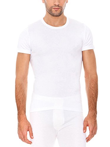 ABANDERADO Termal Fibra De Invierno C/Redondo Camiseta térmica, Blanco, L para Hombre