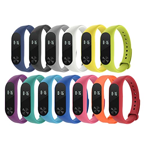 Acalder 13 Piezas Pulsera Xiaomi Mi Band 2 Correas Reloj Silicona Banda para XIAOMI Mi Band 2 Reemplazo - 13 Colores