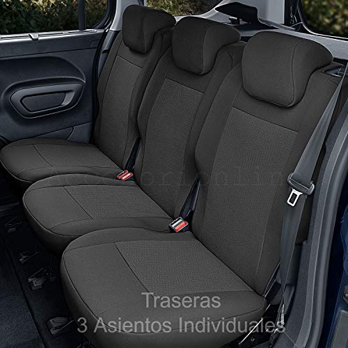 Accesorionline Fundas de Asiento para Berlingo III Desde 2019 -100% A Medida 2-5plazas (5plazas (Traseras 1+1+1))