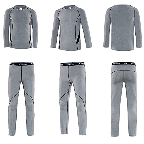 Acfoda Conjunto Ropa Interior Termica de Esquí Niña Transpirable Elástico Camiseta Manga Larga Niño Funcional Invierno Pantalón Termicos Gris 122