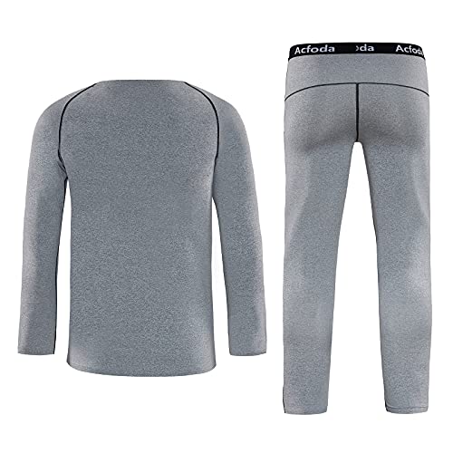 Acfoda Conjunto Ropa Interior Termica de Esquí Niña Transpirable Elástico Camiseta Manga Larga Niño Funcional Invierno Pantalón Termicos Gris 122