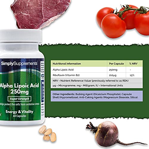 Ácido Alfa Lipoico 250mg - ¡Bote para 2 meses! - Apto para veganos - 60 Cápsulas - SimplySupplements