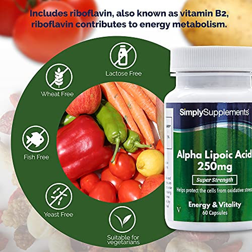 Ácido Alfa Lipoico 250mg - ¡Bote para 2 meses! - Apto para veganos - 60 Cápsulas - SimplySupplements