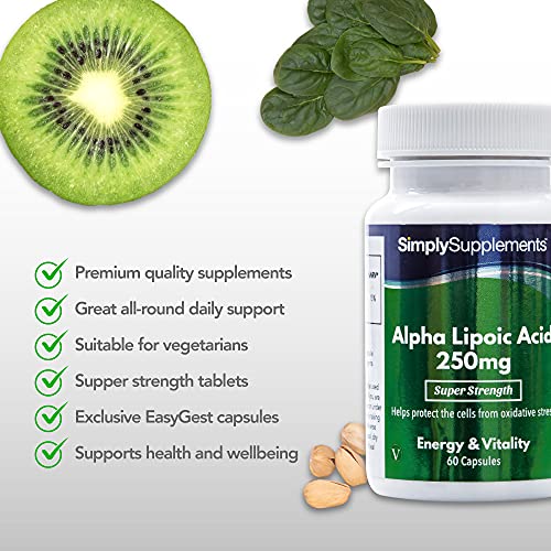 Ácido Alfa Lipoico 250mg - ¡Bote para 2 meses! - Apto para veganos - 60 Cápsulas - SimplySupplements