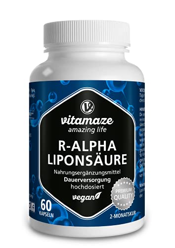 Ácido Alfa Lipoico Capsulas, 200 mg por Capsula, Vegano, 60 Capsules para 2 meses, Forma Natural de Ácido Tióctico, Suplemento Alimenticio sin Aditivos Innecesarios