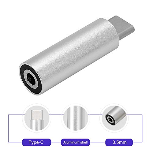 Adaptador De Aleación De Aluminio Portátil Convertidor De Audio para Auriculares Tipo C A 3,5 Mm Plata