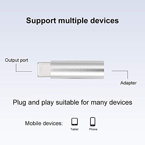 Adaptador De Aleación De Aluminio Portátil Convertidor De Audio para Auriculares Tipo C A 3,5 Mm Plata