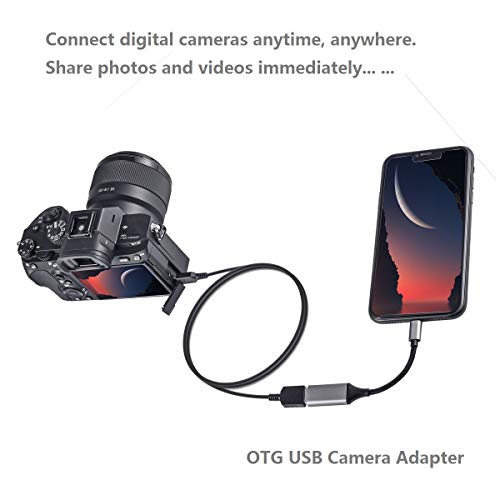 Adaptador USB para iPhone [Certificado Apple MFi], IVSHOWCO Adaptador de cámara Lightning a USB, Adaptador de Cable iOS OTG para iPad Soporte Disco USB, Teclado …