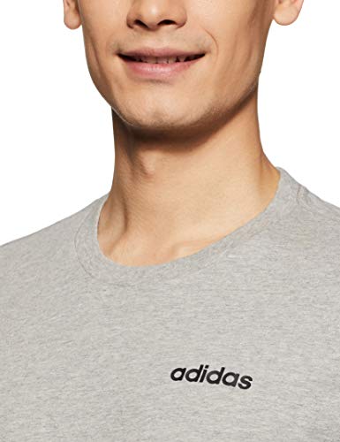 adidas Essentials Plain T-Shirt Men Camiseta de Manga Corta, Hombre, Gris (Medium Grey Heather/Black), M