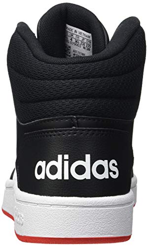 adidas Hoops Mid 2.0, Basketball Shoe, Core Black/Footwear White/Vivid Red, 37 1/3 EU