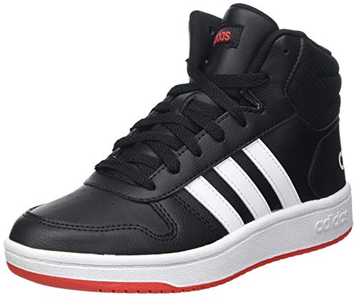 adidas Hoops Mid 2.0, Basketball Shoe, Core Black/Footwear White/Vivid Red, 37 1/3 EU