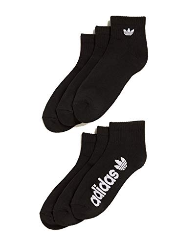 ADIDAS Originals Forum Trefoil Logo Athletic Sport Quarter-Cut Men's Socks (Shoe size 6-12)6-Pack BLACK