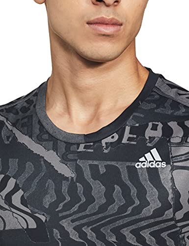 adidas Own The Run tee Camiseta de Manga Corta, Hombre, Grey Four f17/Black, L