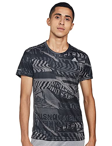 adidas Own The Run tee Camiseta de Manga Corta, Hombre, Grey Four f17/Black, L