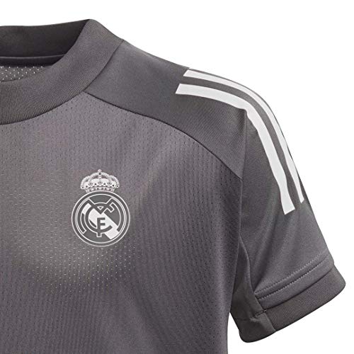 Adidas Real Madrid Temporada 2020/21 Camiseta Entrenamiento Oficial, Niño, Gris, S (9-10 años)