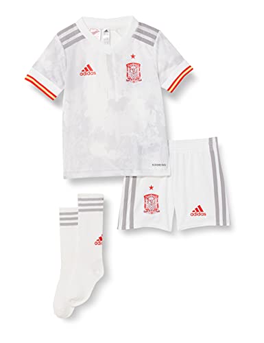 adidas Selección Española Temporada 2020/21 Miniconjunto Segunda equipación, Unisex, Top:White/Light Onix Bottom:White, 92