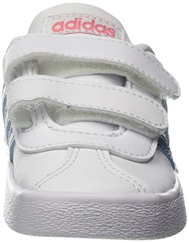 adidas VL Court 2.0 CMF, Sneaker, Cloud White/Vision Metallic/Super Pop, 35 EU