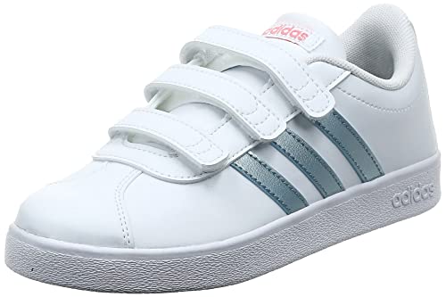 adidas VL Court 2.0 CMF, Sneaker, Cloud White/Vision Metallic/Super Pop, 35 EU