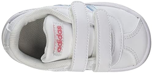 adidas VL Court 2.0 CMF, Sneaker, Cloud White/Vision Metallic/Super Pop, 35 EU