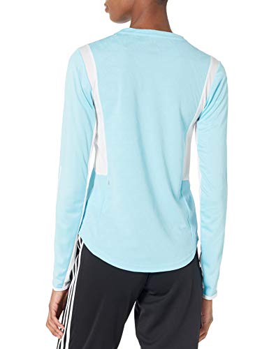 adidas womens Own The Run 3-Stripes Long Sleeve Hazy Sky/White Medium