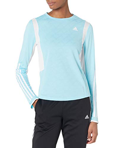 adidas womens Own The Run 3-Stripes Long Sleeve Hazy Sky/White Medium