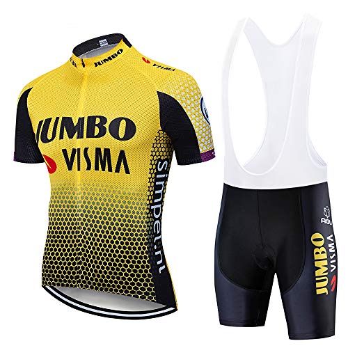 ADKE Hombre Camisetas de Ciclismo para Verano, Maillot Manga Corta de Bicicleta, y Culotte Ciclismo Transpirable, Secado Rápido (H034, L)