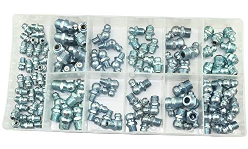 AERZETIX - Juego de 110 engrasadores - Kit de Surtido de boquillas de engrase hidráulicos métricos M6,M8,M10/45, 90º - Racor de lubricación hidráulica 11 tamaños Rectos y angulares - C47248