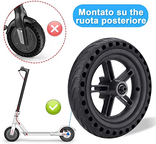 Aeuson - Rueda neumática con llanta de scooter eléctrica - Neumáticos antideflagantes para bujes Xiaomi M365 - Scooter eléctrico con ruedas antideslizantes - Neumático con llanta, Nero-2