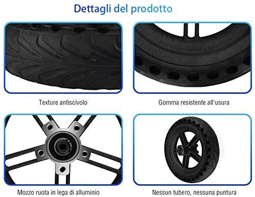 Aeuson - Rueda neumática con llanta de scooter eléctrica - Neumáticos antideflagantes para bujes Xiaomi M365 - Scooter eléctrico con ruedas antideslizantes - Neumático con llanta, Nero-2