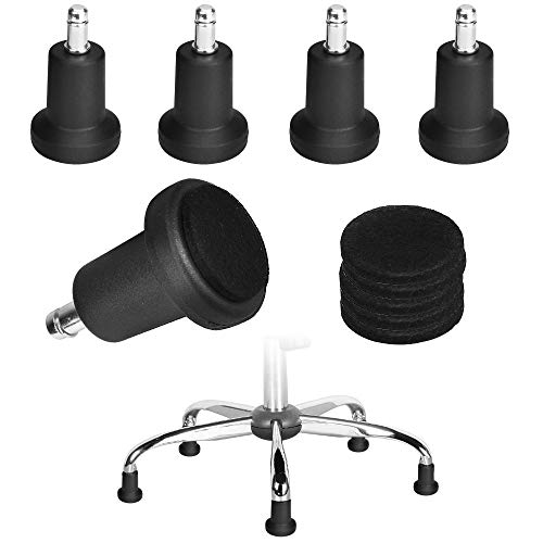 AFASOES 5 Pcs Patas Fijas para Silla de Oficina 11 cm Patas Silla Oficina Tope Rueda para Silla de Escritorio Sillas Gaming para Sustituir las Ruedas de Viejo + 5 Pcs Fieltro Autoadhesivas