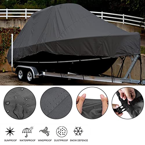 AGGF T-Top Boat Cover Marine Grade 600D Oxford Farbic con Revestimiento de PU Hard Top Boat Cover Impermeable Resistente a los Rayos UV, Negro, 19~21ft: 818x 530cm