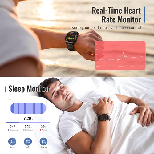 AGPTEK Smartwatch Hombre, Reloj Inteligente 1.3 Inch HD Podómetro Pulsómetro Cronómetro Calorías Monitoreo del Sueño, Pulsera Actividad de Fitness IP68 con Correa Repuesta