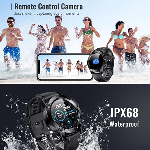 AGPTEK Smartwatch Hombre, Reloj Inteligente 1.3 Inch HD Podómetro Pulsómetro Cronómetro Calorías Monitoreo del Sueño, Pulsera Actividad de Fitness IP68 con Correa Repuesta