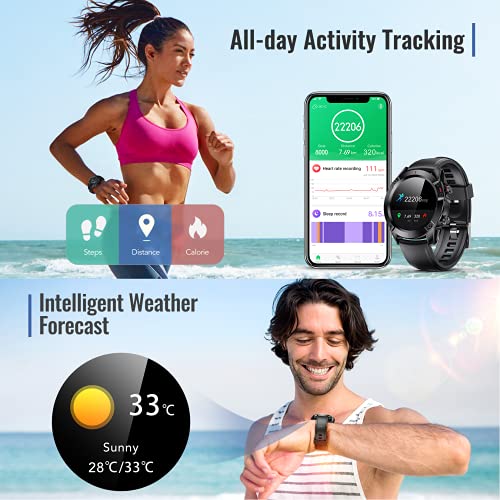 AGPTEK Smartwatch Hombre, Reloj Inteligente 1.3 Inch HD Podómetro Pulsómetro Cronómetro Calorías Monitoreo del Sueño, Pulsera Actividad de Fitness IP68 con Correa Repuesta