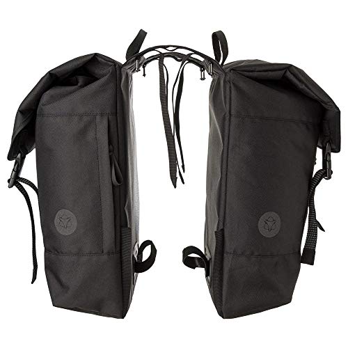 AGU Essentials DWR Urban Klickfix Alforjas Bicicleta, Bolsa Bicicleta 36 litros para Llevar al Hombro, Repelente al Agua, Reflectante, Poliéster Reciclado 100% - Negro - 36L