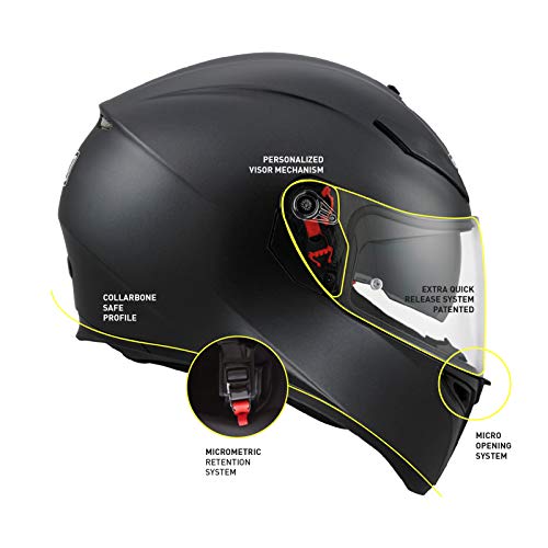 AGV 0301A4MY_002_L K3 SV Solid Casco Moto Integral, Negro Mate, L