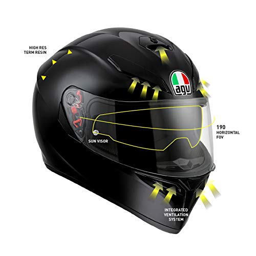 AGV 0301A4MY_003_S K3 SV Solid Casco Moto Integral, Negro, S