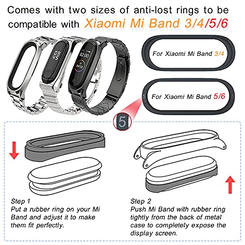 AHANGA Correa para Xiaomi Mi Band 6 Pulseras MiBand 5/4/3 Pulsera Metal Correas de Actividad Reloj Milanés Wristband Recambio Bandas de Acero Inoxidable Agradable con Cierre para Hombres Mujer