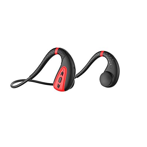 AH&Y Auriculares de conducción ósea de natación Reproductores de MP3 a Prueba de Agua IPX8 Submarino de Shokz con 8 GB de música de los Auriculares para Correr y Hacer Deportes de 3M,Rojo