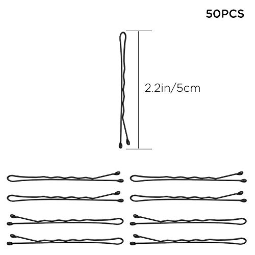 AIEX 50 piezas Kit de Horquillas para el Cabello Pinzas para el Cabello con Sujeción Segura Horquillas para el Cabello para Mujeres, Niñas y Salón de Peluquería (Negro)